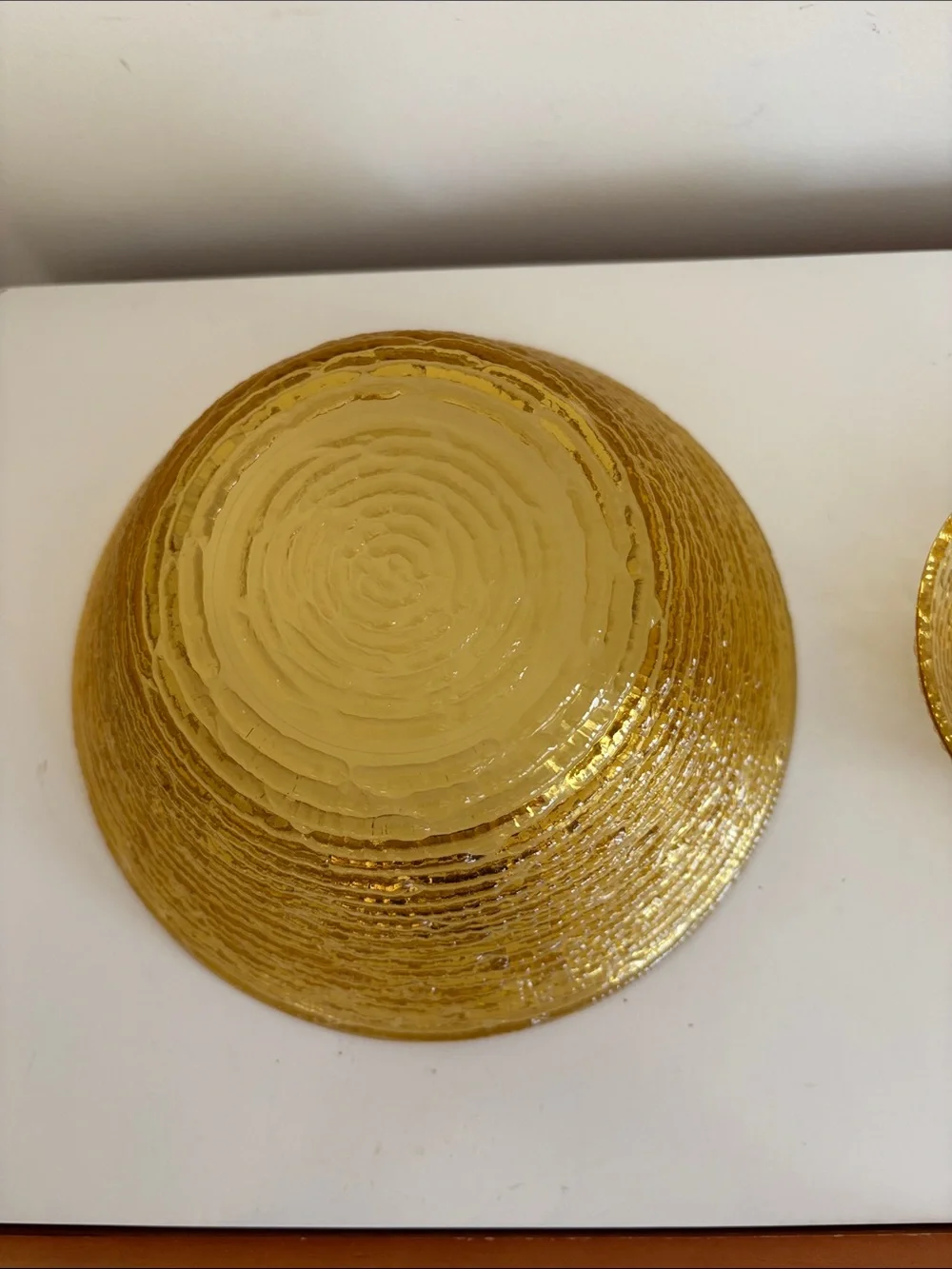 Vintage 1970 Anchor Hocking Textured Honey Amber Chip & Dip Set